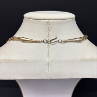 LOT 83: Multi-Strand Liquid Silver Beaded Necklace Featuring a Natural Gemstone Inlay Pendant 27.2gtw
