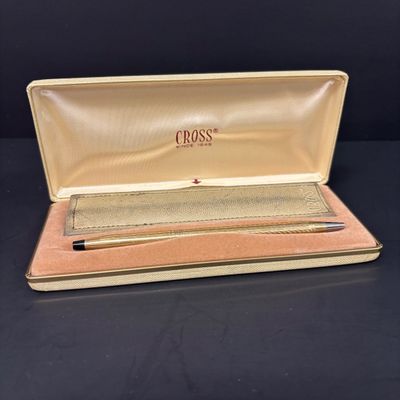 LOT 30: Vintage Cross 1/20 10Kt GF Pen with Gold-Tone Quill, Silver-Tone Cross & More