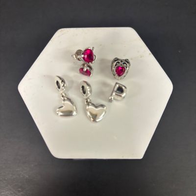 LOT 68: Sterling 925 / Semiprecious Gemstone Earrings with Sterling Pandora Charm Bracelet Beads 11.0gtw