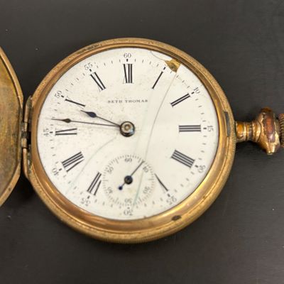 LOT 46: Elgin Illinois Watch Case Co Pocket Watch, Seth Thomas Pocket Watch & Watch Chain