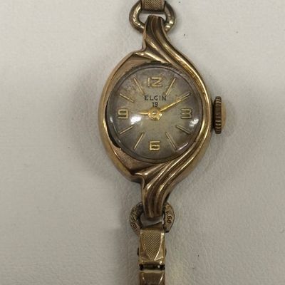 LOT 77: Vintage Elgin Watch w/10K.R.G.P. Bezel, 1/20 12kGF Bracelet & Gruen Watch w/10K.R.G.P. Bezel