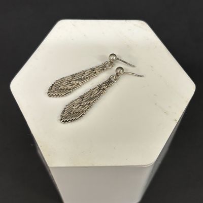 LOT 94: Vintage Art Deco-Style 925 Sterling Earrings 5.1g with 925 Sterling Bracelet 5.0g