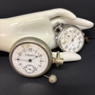 LOT 47: New York Standard Watch Co Pocket Watch with Horsemen's Stop Watch