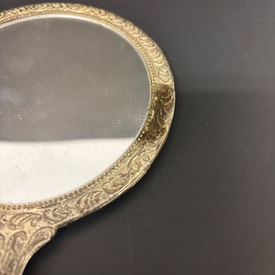 LOT 35: Antique Figural Pug Pounce Pot/Shaker, 10k GF Eyeglasses, Heart Shaped Toothpick Holder, Ornate Floral Handheld Mirror &...