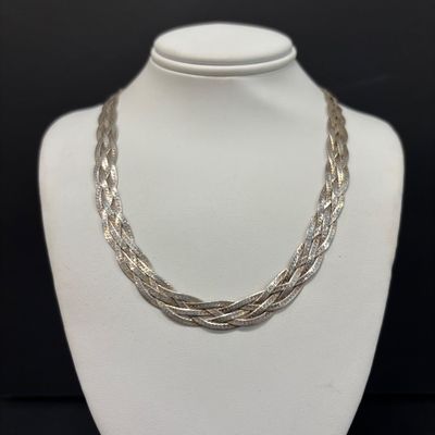 LOT 51: Sterling 925 Braided Necklace 15.3g