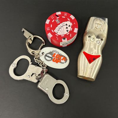 LOT 36: Vintage and Contemporary Lighters with Keychains & More