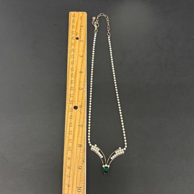 LOT 48: Vintage Rhinestone Jewelry with Glass Aurora Borealis Bead Necklace