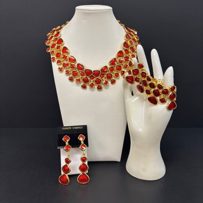 LOT 41: Vintage Belts, Red Enamel Costume Jewelry, Cat-Themed Ashtray and Pin & More