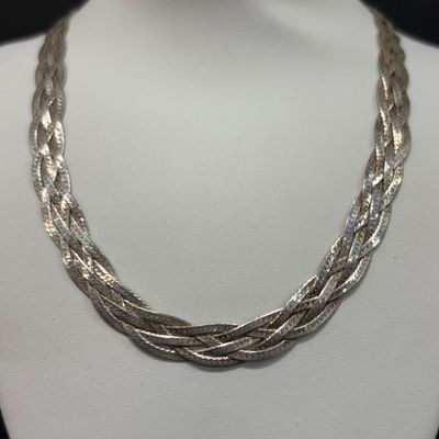 LOT 51: Sterling 925 Braided Necklace 15.3g