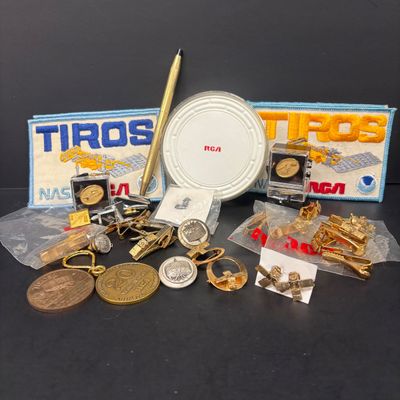 LOT 73: Vintage RCA Memorabilia: Patches, Tie Tacks, Tie Clips, Lapel Pins, Coasters, Pen