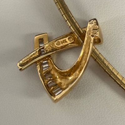 LOT 54: Diamond and 14K Gold Pendant on 14K Gold Chain 16.1gtw