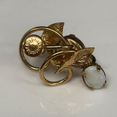 LOT 106: Tear Drop Opal Electroplated Size 7 Ring, 10kgf Teardrop Opal Earrings, 12kgf Faux Opal Screw Back Earrings & Gold Fill...