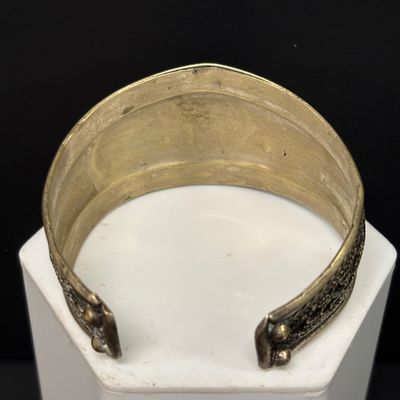LOT 45: Silver-Tone Tribal Cuff with Teardrop Faux Turquoise & Silver-Tone Engraved Cuff
