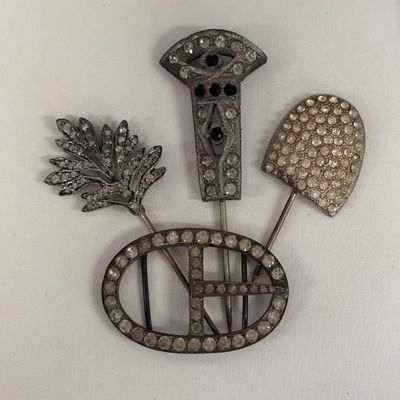 LOT 102: Vintage Rhinestone Stick Pins and Belt Buckle