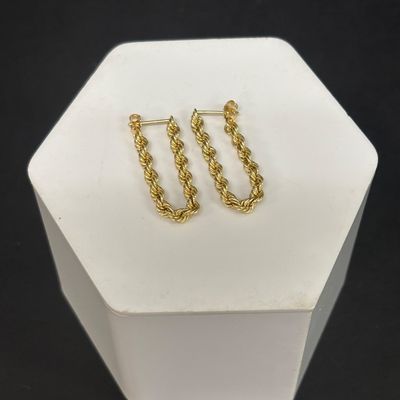 LOT 90: Acid Tested 10k Gold Braided Chain Earrings 1.1g