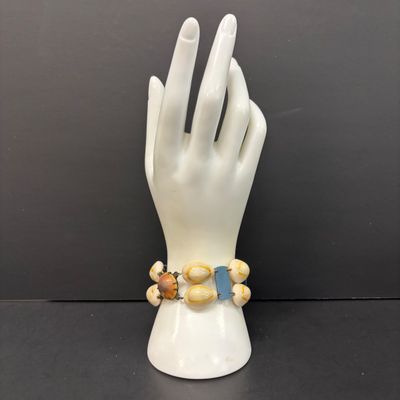 LOT 49: Vintique Cowrie Shell Bracelet Circa 1930 - 1940s