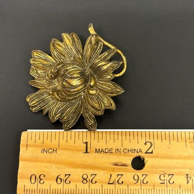 LOT 70: Gold Vermeil 925 Layered Filigree Flower Brooch 7.75gtw with a Vintage Czechoslovakian Filigree Belt Buckle & More