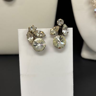 LOT 48: Vintage Rhinestone Jewelry with Glass Aurora Borealis Bead Necklace