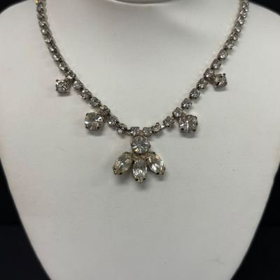 LOT 48: Vintage Rhinestone Jewelry with Glass Aurora Borealis Bead Necklace