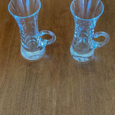 Vintage bohemia crystal handled cordial glasses
