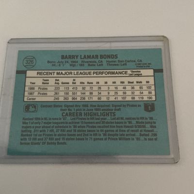 Vintage 1988 Barry Bonds Baseball Cards