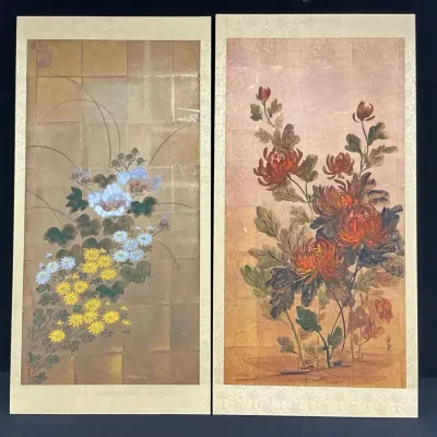 Japanese Large Wall Panel Paintings 