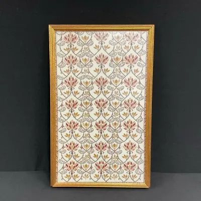 Floral And Diamond Lattice Textile Art