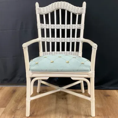 White Wicker Wheatback Armchair 