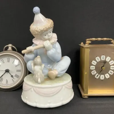 Clocks And Clown Figurine 