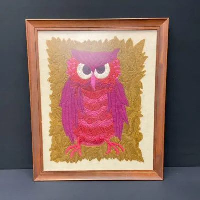  Crewel Embroidered Owl