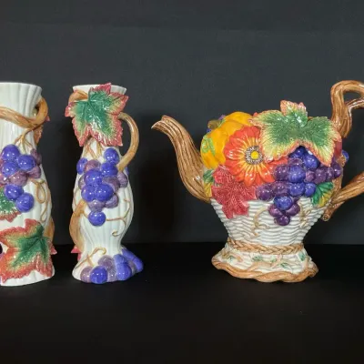 Fitz & Floyd Teapot And Candleholders