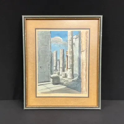 Pillar Ruins In Watercolor 