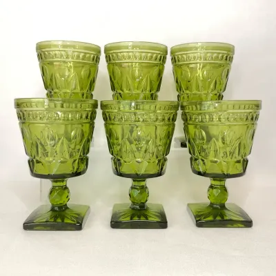 Indiana Glass Green Park Lane Goblets by Colony