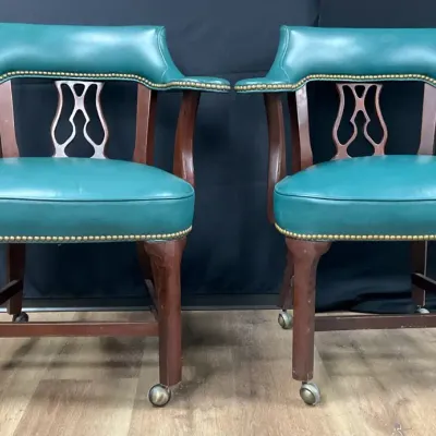 Vintage Mahogany Banker’s Armchairs 1