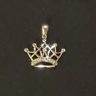 Sterling Silver Five Point Crown Charm with Stones