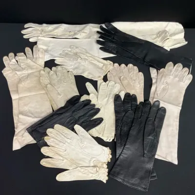 Black And White Leather Gloves
