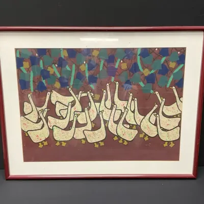 Ducks in a Row Silk Screen Painting