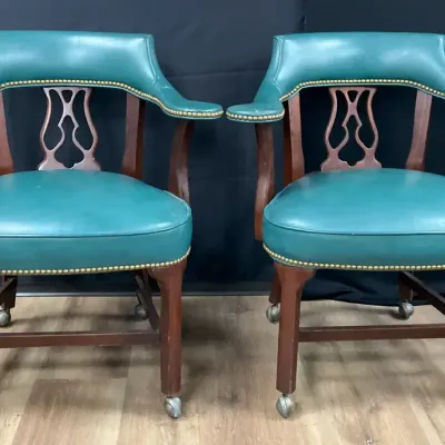 Vintage Mahogany Banker’s Armchairs 2