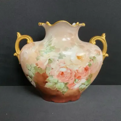 Antique French Limoges Porcelain Pillow Vase