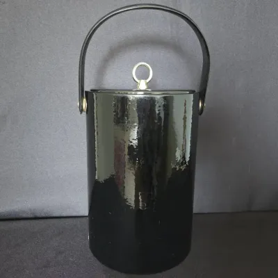 Mid Century Patent Leather Ice Bucket
