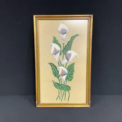 Calla Lillies Framed Needlepoint 