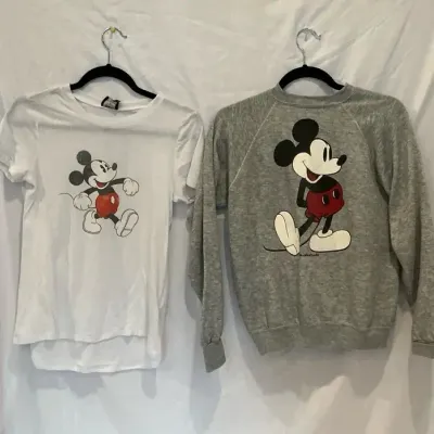 Vintage 1970s Original Mickey Mouse Sweatshirt and T-shirt.