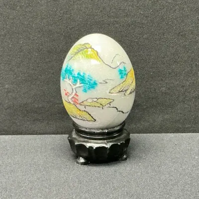 Hand painted Etched Egg With Stand
