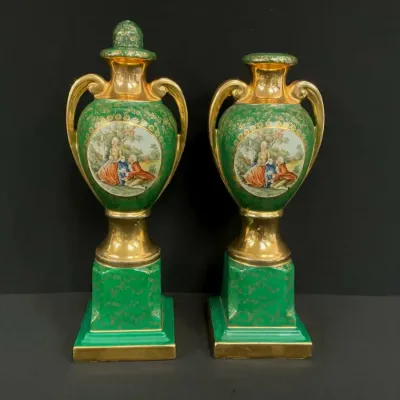 Two Empire Ware Bolted Urn Vases 