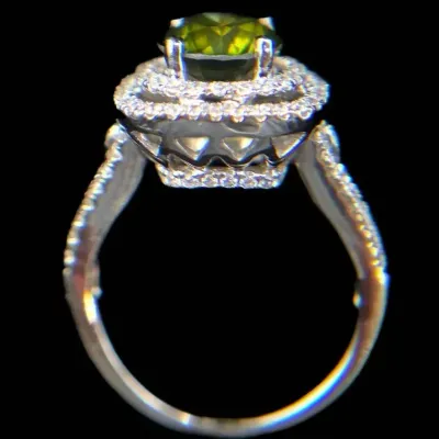 1.65ct Dark Green Diamond in 14K White Gold Diamond Ring, Accredited Jewelry Appraisal