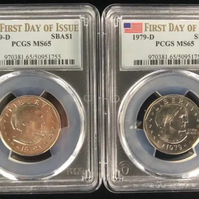 1979-D Susan B Anthony First Day of Issue Dollar Coins, PCGS MS-65, 2 Total