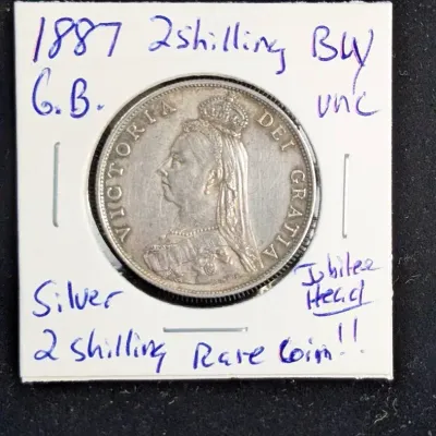 1887 Great Britain Silver 2 shilling Jubilee Head coin