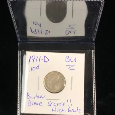 1911-D Uncirculated Silver Barber Dime 