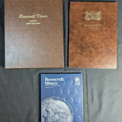 Proof, Uncirculated Roosevelt Dimes with books