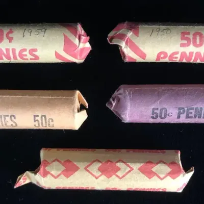 Dated Lincoln Wheat Cent Rolls, 4 Full Rolls And 1 45 Coin Roll